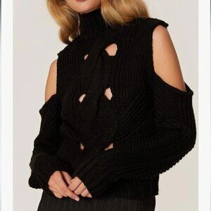 For Love and Lemons Keke Cut-Out Fall Winter Knit Turtleneck Sweater Size XS